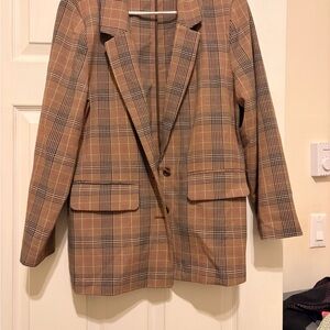Old Navy Tan and Black Plaid Blazer